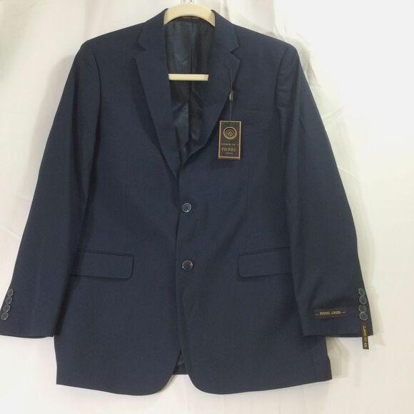 Pierre Loren Navy Blazer Men’s 42L Classic Fit 2 Button NWT - Picture 3 of 6
